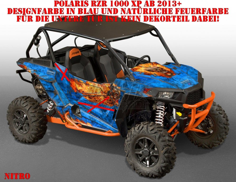 Nitro Blau, Feuerfarbe = Natürlich für Polaris RZR 1000 XP/Turbo 2 Türer 2013-2018