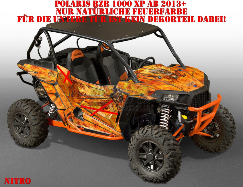 Nitro Orange, Feuerfarbe = Natürlich für Polaris RZR 1000 XP/Turbo 2 Türer 2013-2018