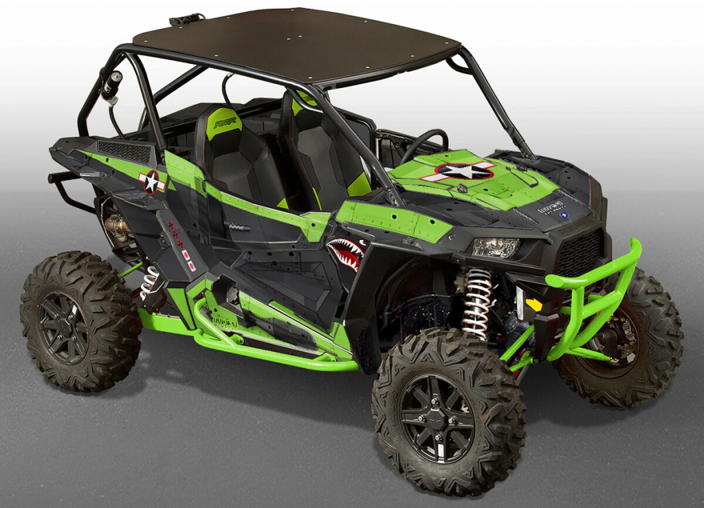 War Machine Hintergrund = Hellgrün, Designfarbe = Schwarz für Polaris RZR 1000 XP/Turbo 2 Türer 2013-2018