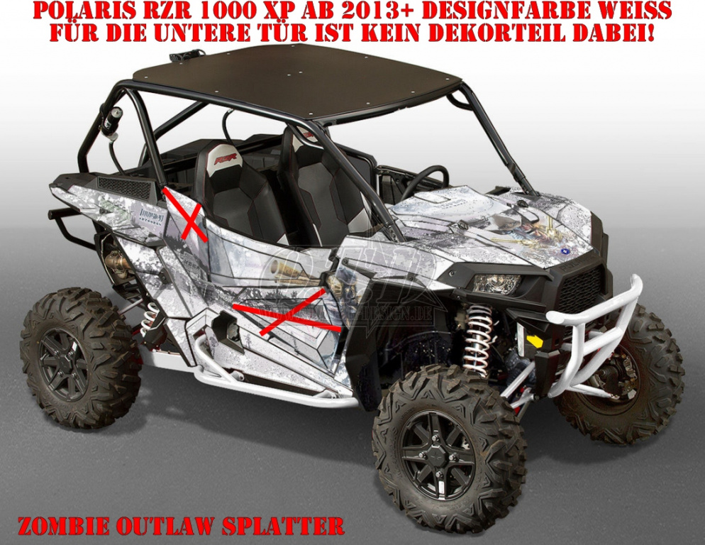 Zombie Outlaw Splatter Weiß für Polaris RZR 1000 XP/Turbo 2 Türer 2013-2018
