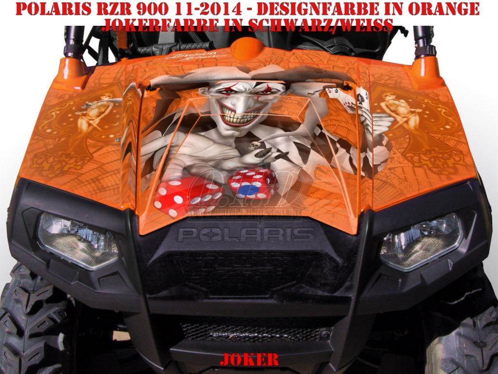 Joker Hintergrund Orange, Jokerfarbe Schwarz-Weiß für Polaris RZR 900XP - 2011-2014