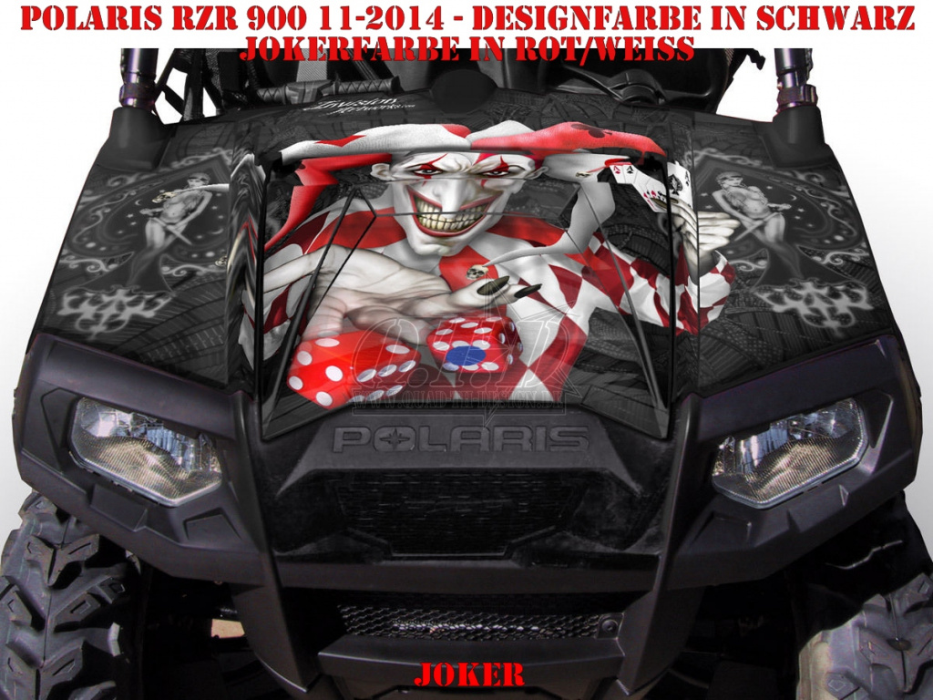 Joker Hintergrund Schwarz, Jokerfarbe Rot-Weiß für Polaris RZR 900XP - 2011-2014