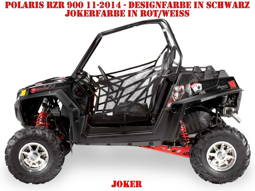 Joker Hintergrund Schwarz, Jokerfarbe Rot-Weiß für Polaris RZR 900XP - 2011-2014