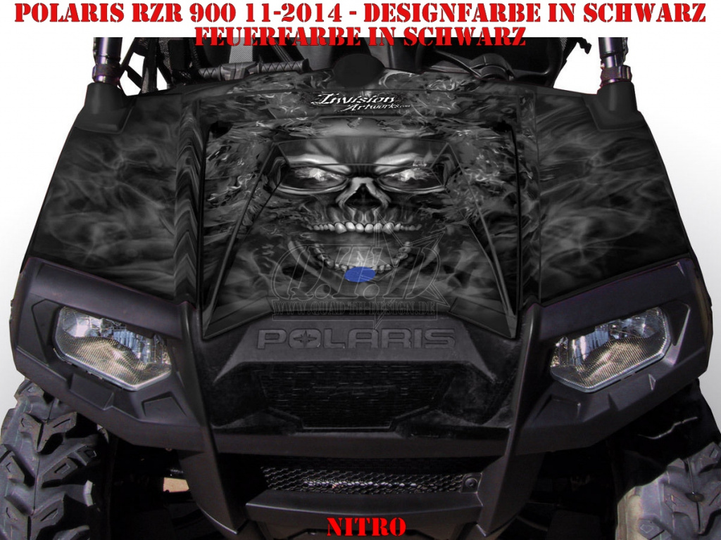 Nitro Schwarz, Feuerfarbe = Dekorfarbe für Polaris RZR 900XP - 2011-2014