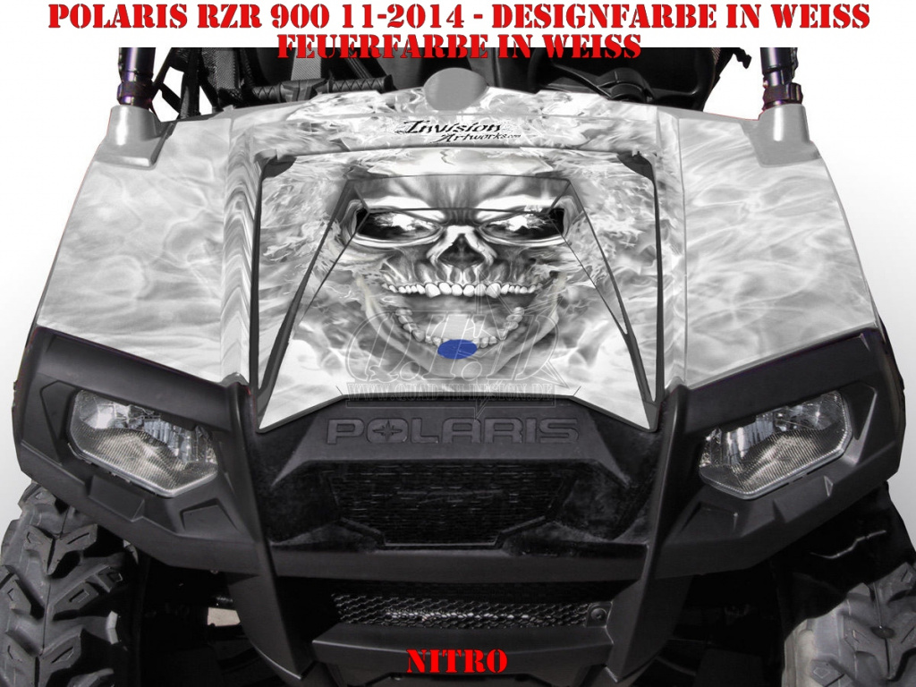 Nitro Weiß, Feuerfarbe = Dekorfarbe für Polaris RZR 900XP - 2011-2014
