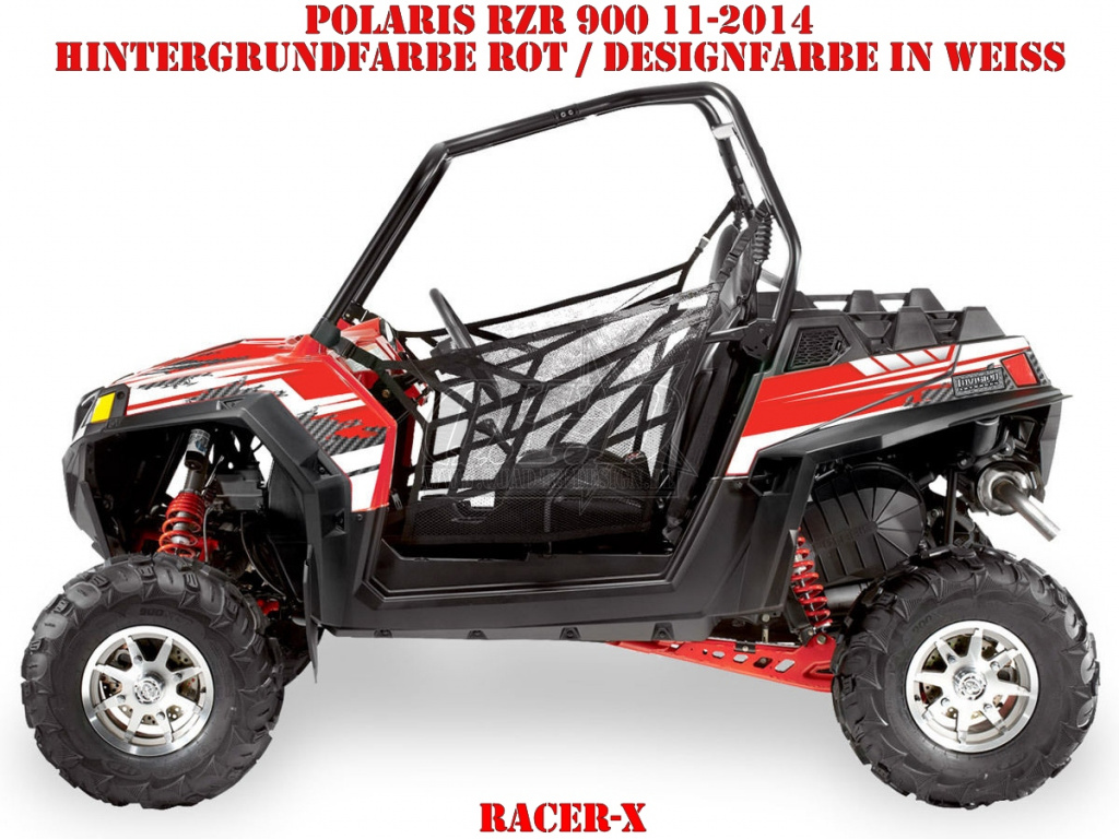 Racer-X Hintergrundfarbe = Rot, Designfarbe = Weiß Beispiel