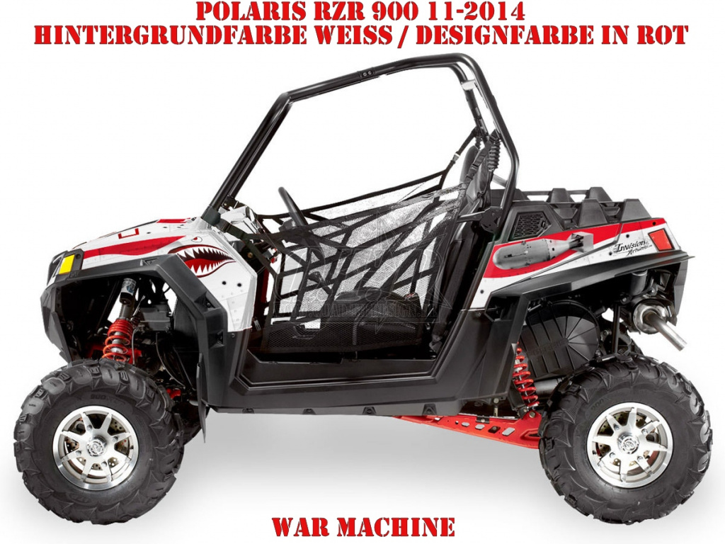 War Machine Hintergrund = Hellgrün, Designfarbe = Silber für Polaris RZR 900XP - 2011-2014