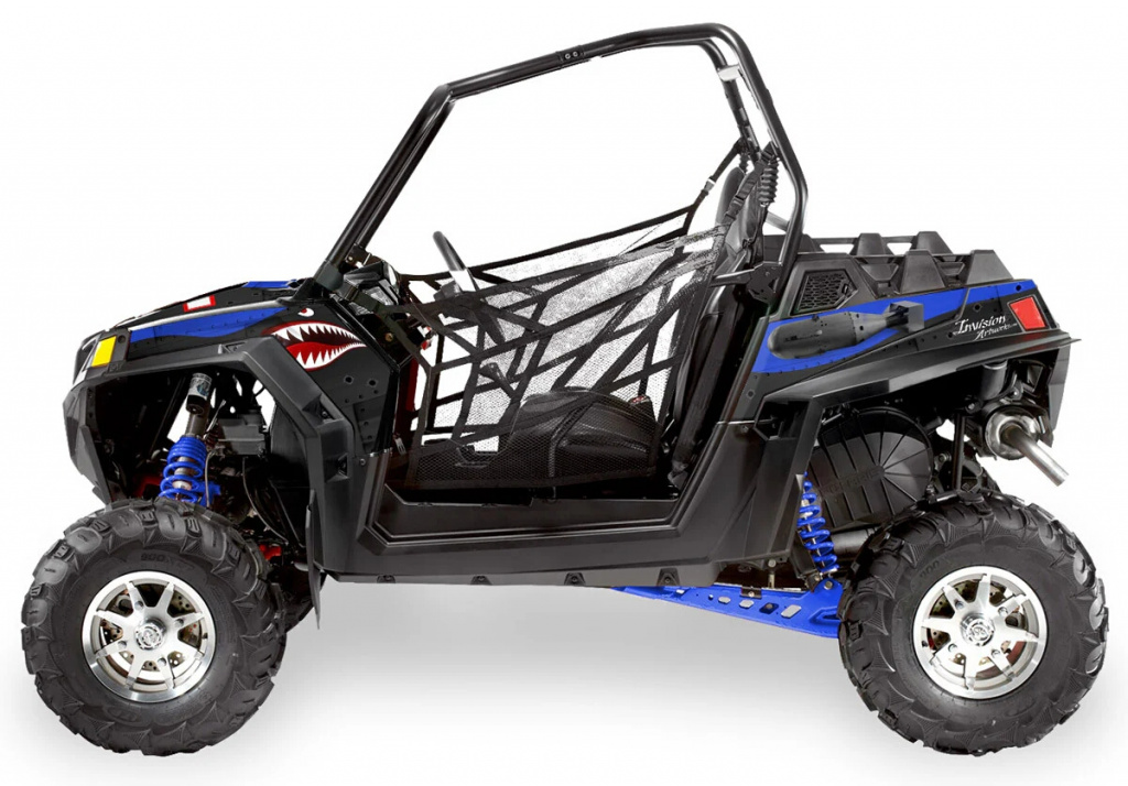 War Machine Hintergrund = Schwarz, Designfarbe = Blau für Polaris RZR 900XP - 2011-2014