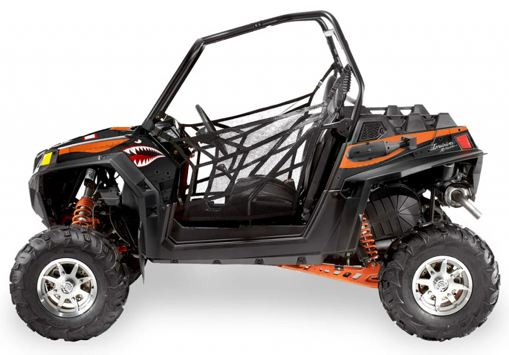 War Machine Hintergrund = Schwarz, Designfarbe = Orange für Polaris RZR 900XP - 2011-2014