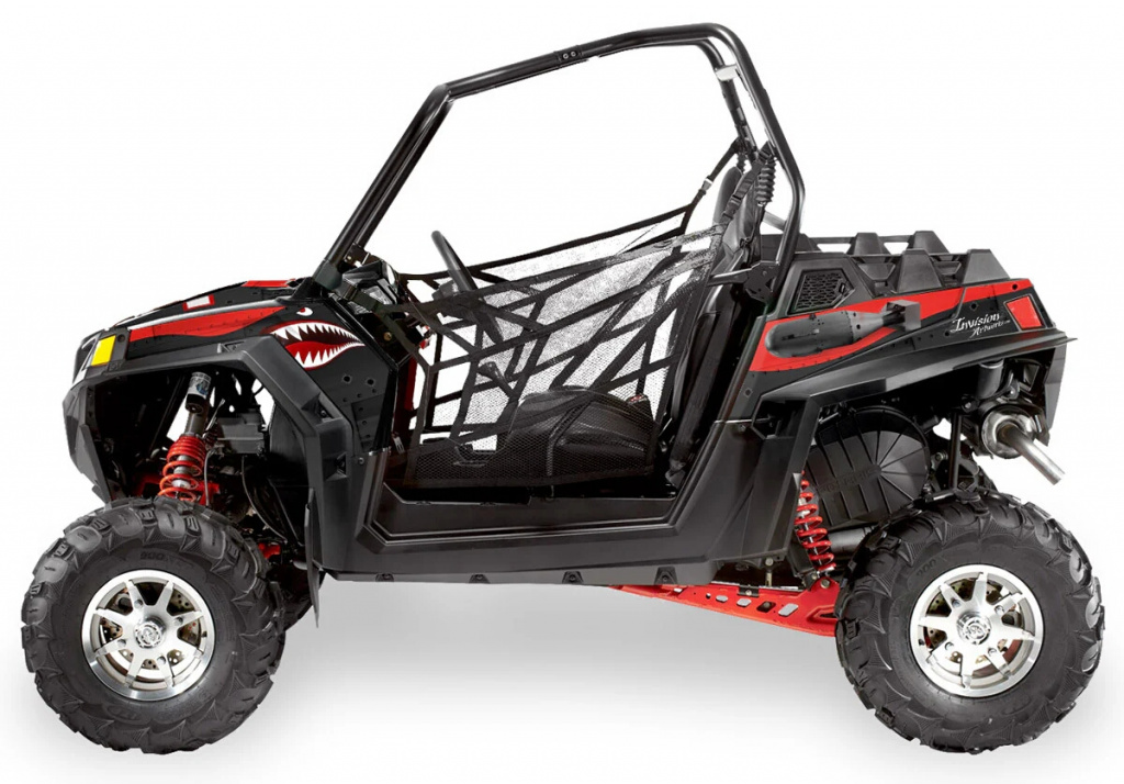 War Machine Hintergrund = Schwarz, Designfarbe = Rot für Polaris RZR 900XP - 2011-2014