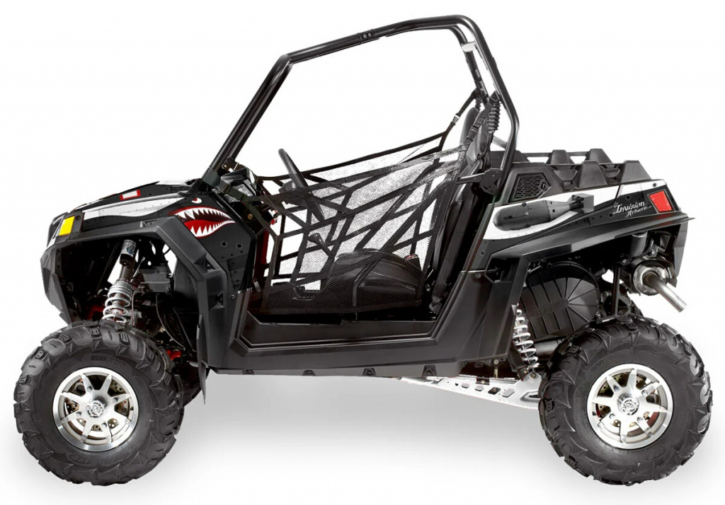 War Machine Hintergrund = Schwarz, Designfarbe = Weiß für Polaris RZR 900XP - 2011-2014