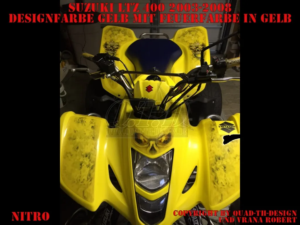 Nitro Gelb, Feuerfarbe = Dekorfarbe für Kawasaki KFX 400 2003-2008