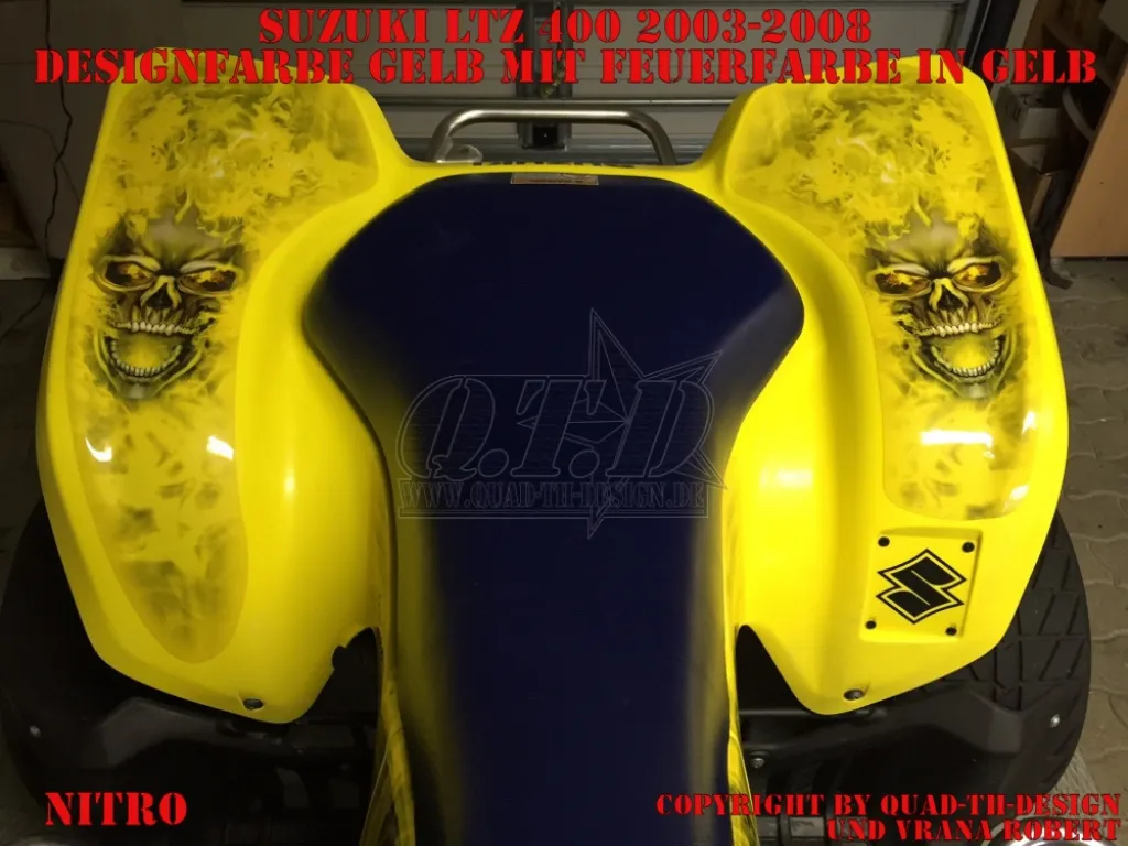 Nitro Gelb, Feuerfarbe = Dekorfarbe für Kawasaki KFX 400 2003-2008