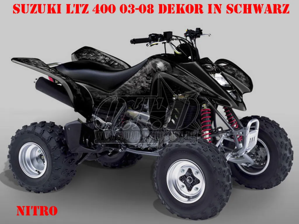 Nitro Schwarz, Feuerfarbe = Dekorfarbe für Kawasaki KFX 400 2003-2008