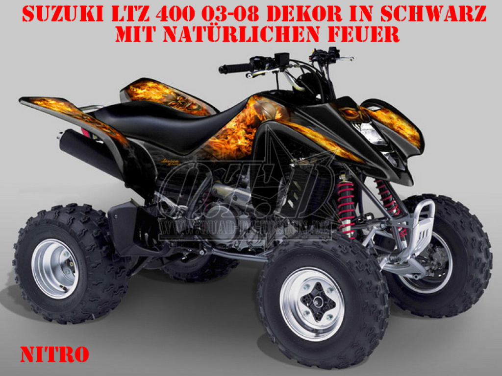 Nitro Schwarz, Feuerfarbe = Natürlich für Suzuki LTZ 400 2003-2008