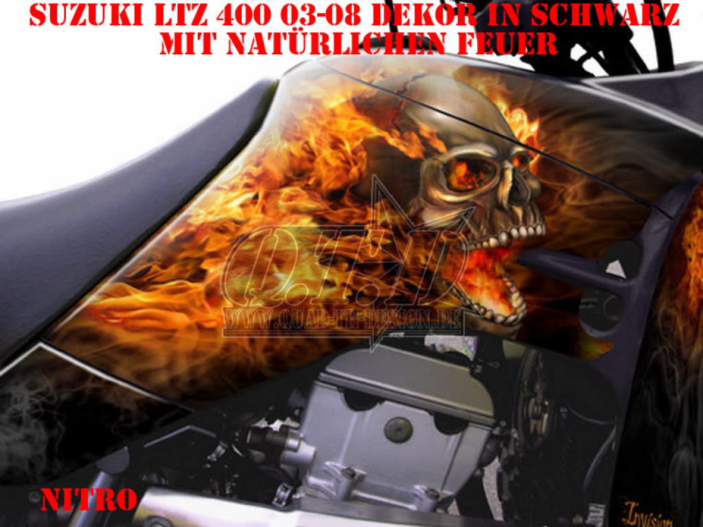 Nitro Schwarz, Feuerfarbe = Natürlich für Suzuki LTZ 400 2003-2008