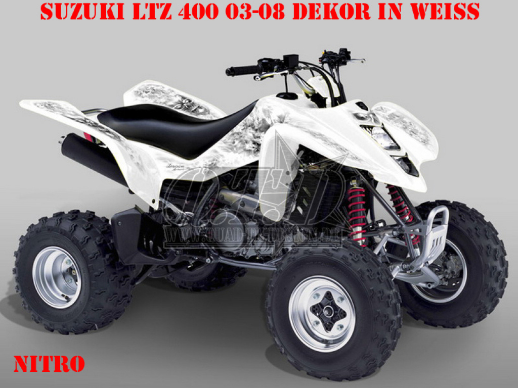 Nitro Weiß, Feuerfarbe = Dekorfarbe für Suzuki LTZ 400 2003-2008