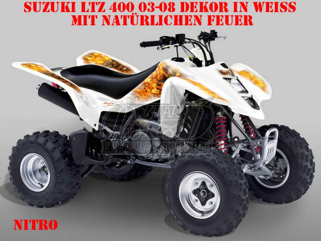 Nitro Weiß, Feuerfarbe = Natürlich für Kawasaki KFX 400 2003-2008
