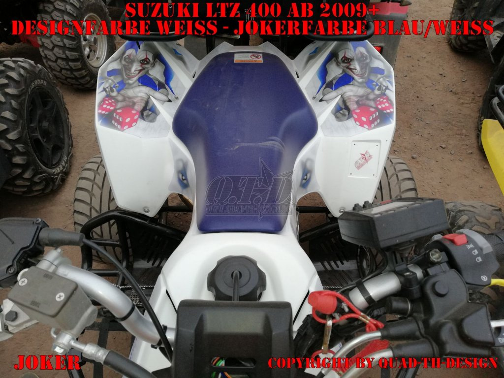 Joker Hintergrund Weiß, Jokerfarbe Blau-Weiß für Suzuki LTZ 400 2009+