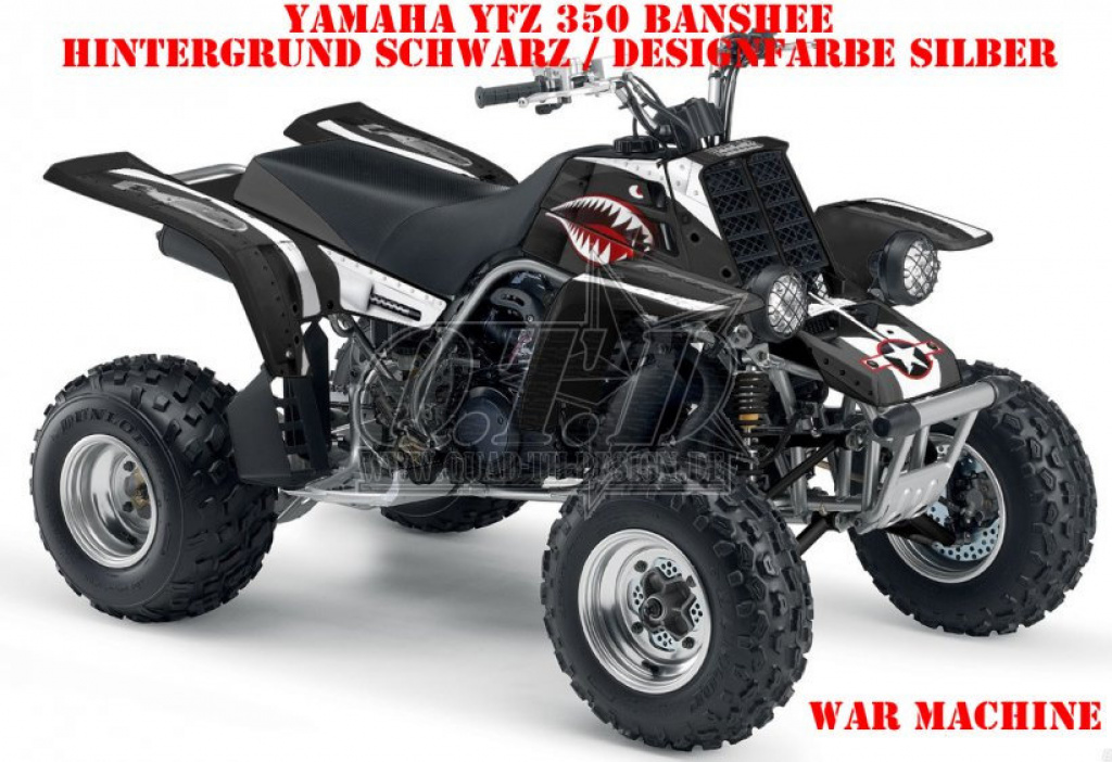 War Machine Hintergrund = Schwarz, Designfarbe = Silber für Yamaha Banshee YFZ 350