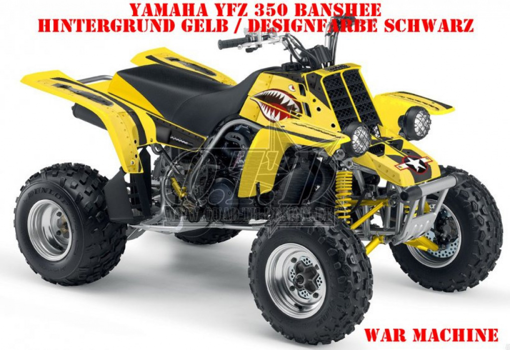 War Machine Hintergrund = Gelb, Designfarbe = Schwarz für Yamaha Banshee YFZ 350