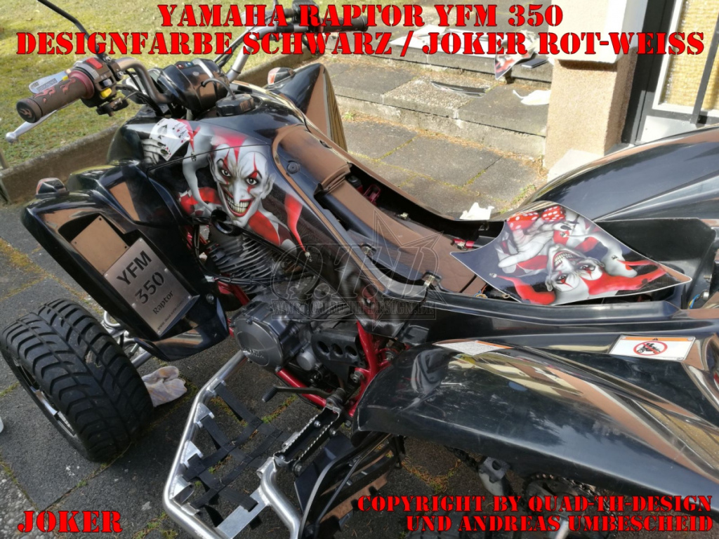 Joker Hintergrund Schwarz, Jokerfarbe Rot-Weiß für Yamaha Raptor YFM 350