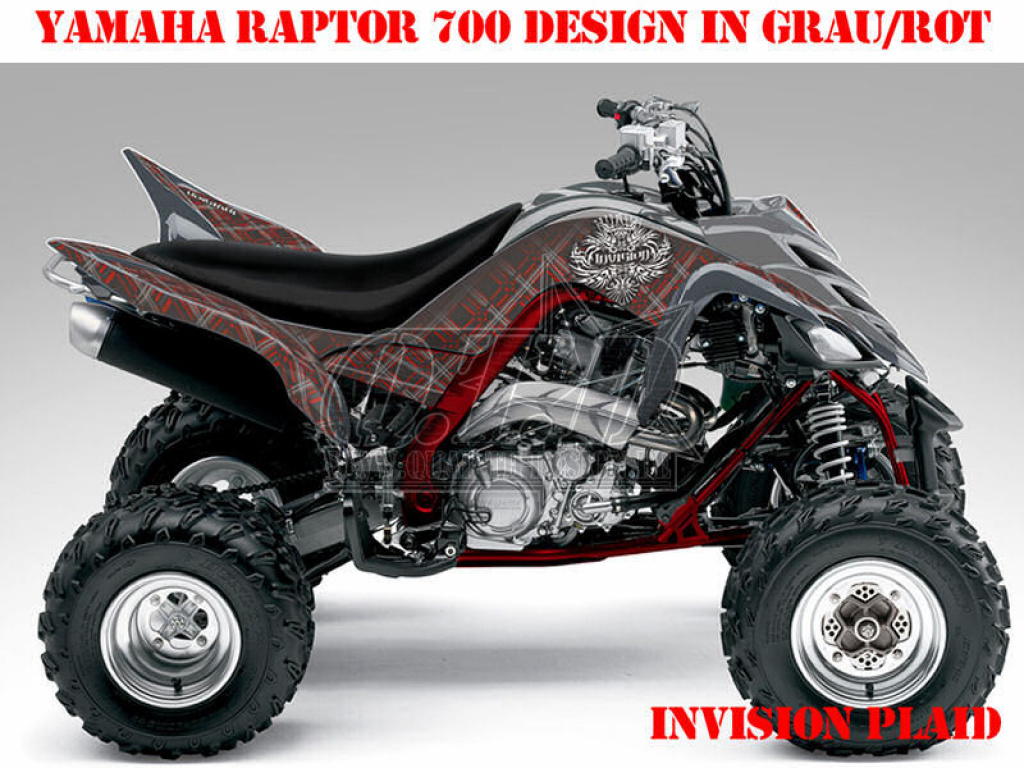 Invision Plaid Silber-Dunkelrot für Yamaha Raptor YFM 700 R 2006-2012