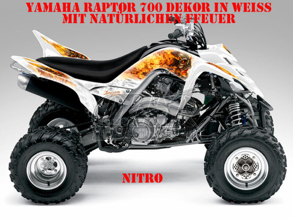 Nitro Weiß, Feuerfarbe = Natürlich für Yamaha Raptor YFM 700 R 2006-2012