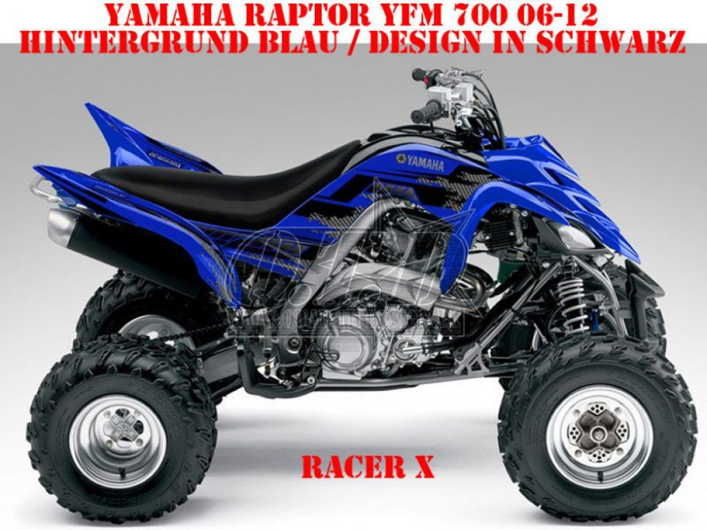 Racer-X Hintergrundfarbe = Blau, Designfarbe = Schwarz für Yamaha Raptor YFM 700 R 2006-2012