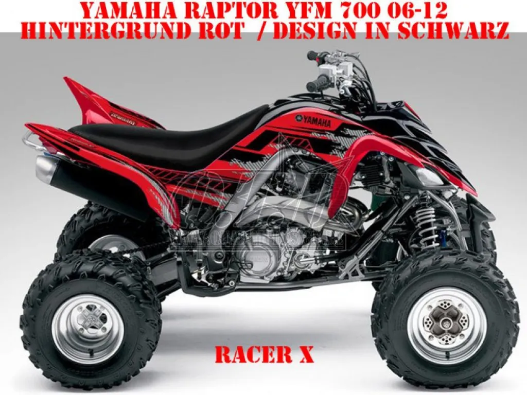 Racer-X Background = Red, Design color = Black for Yamaha Raptor YFM 700 R 2006-2012
