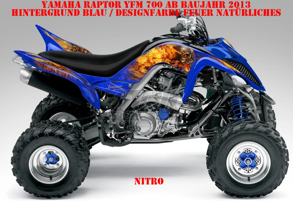Nitro Blue, Fire Color = Natural for Yamaha Raptor YFM 700 R up 2013+
