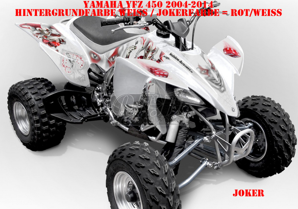 Joker Hintergrund Weiß, Jokerfarbe Rot-Weiß für Yamaha YFZ 450 2004-2008 & 2012-2014