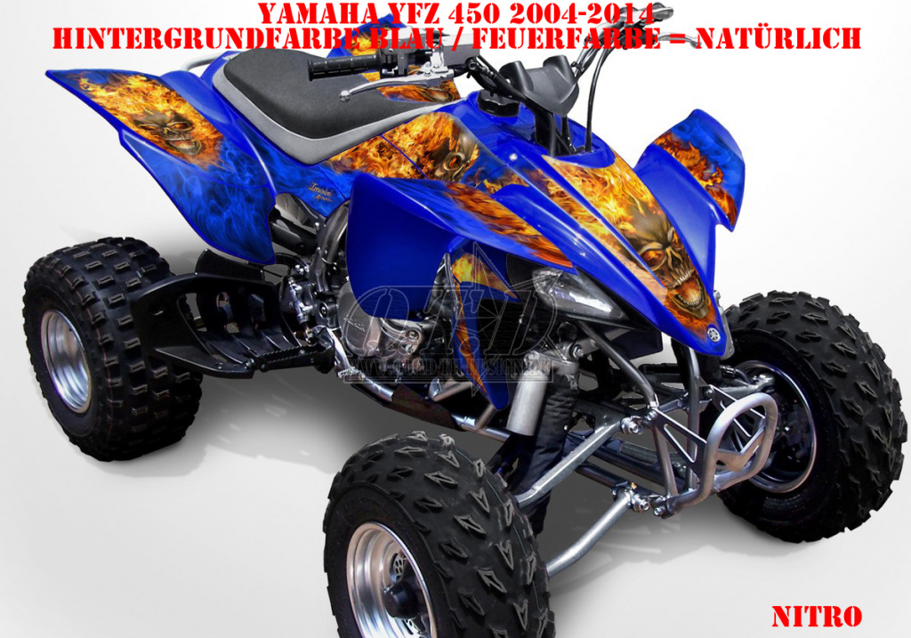 Nitro Blau, Feuerfarbe = Natürlich für Yamaha YFZ 450 2004-2008 & 2012-2014