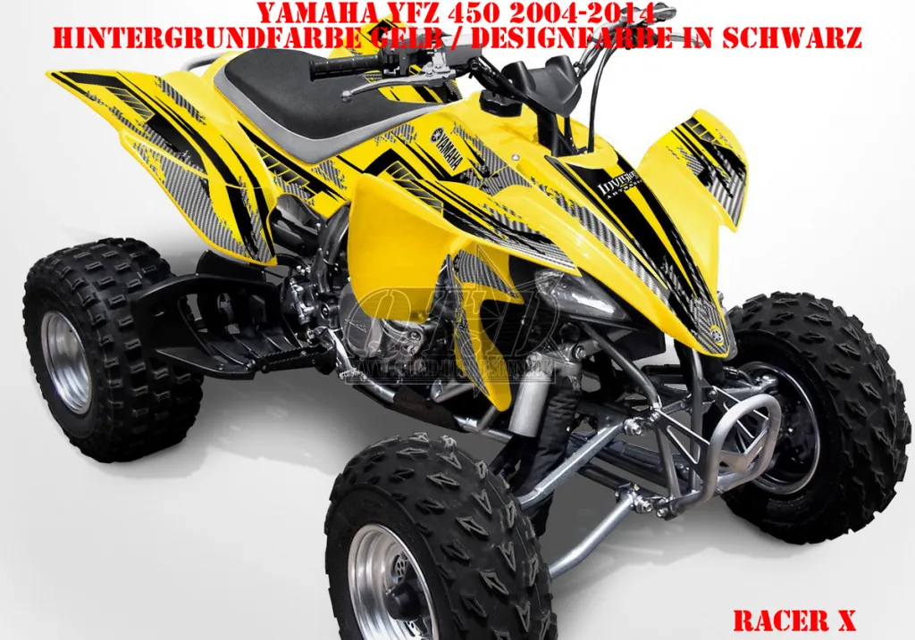 Racer-X Background = Yellow, Design color = Black for Yamaha YFZ 450 2004-2008 & 2012-2014
