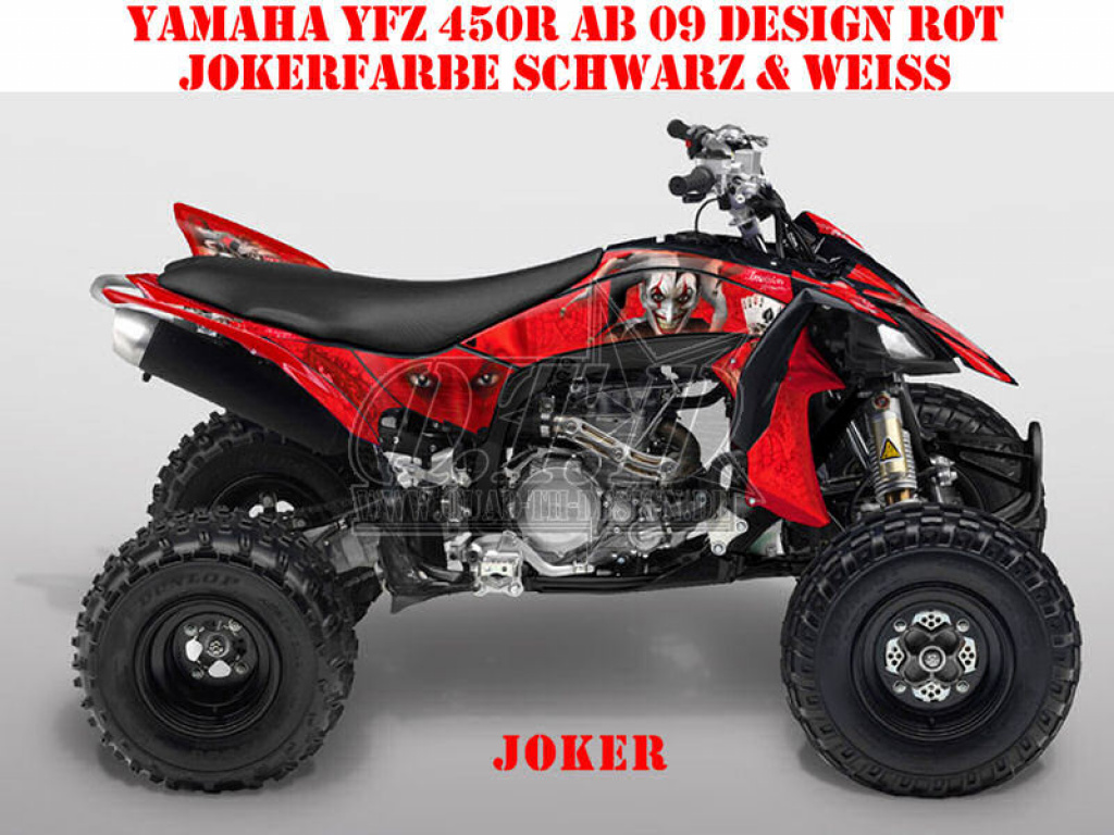 Joker Hintergrund Rot, Jokerfarbe Schwarz-Weiß für Yamaha YFZ 450R 2009-2013