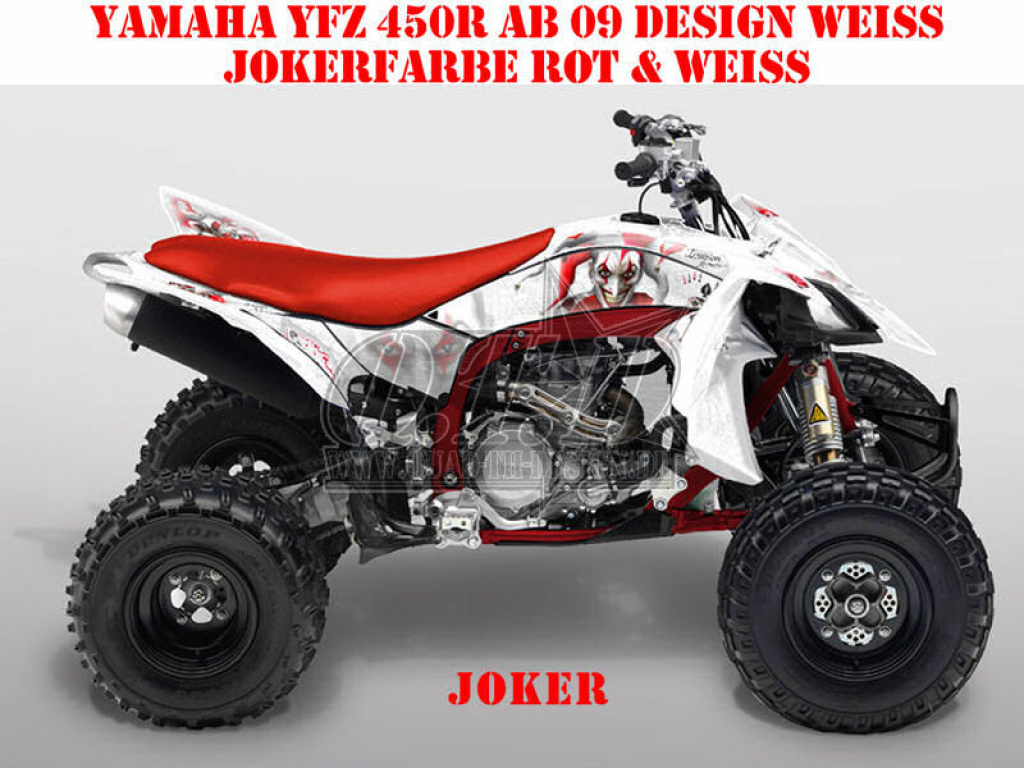 Joker Hintergrund Weiß, Jokerfarbe Rot-Weiß für Yamaha YFZ 450R 2009-2013
