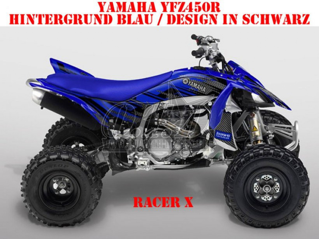 Racer-X Hintergrundfarbe = Blau, Designfarbe = Schwarz für Yamaha YFZ 450R 2009-2013