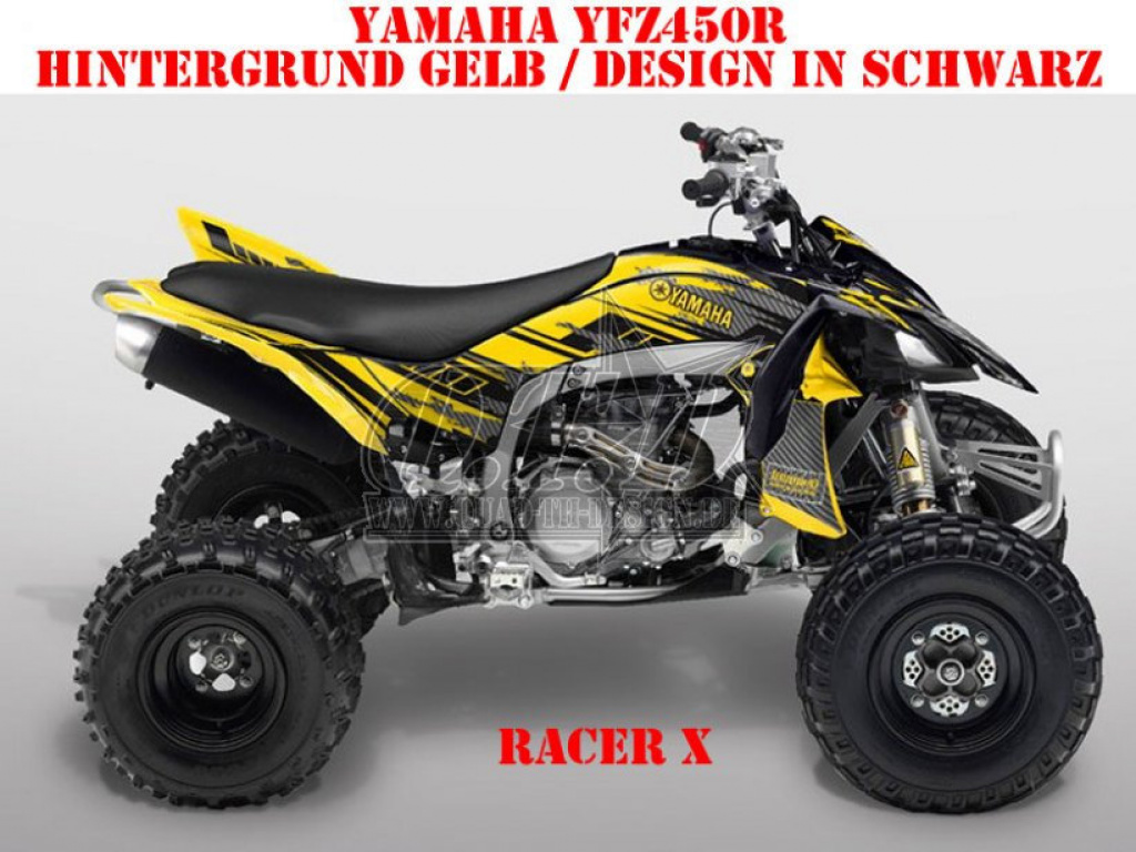 Racer-X Hintergrundfarbe = Gelb, Designfarbe = Schwarz für Yamaha YFZ 450R 2009-2013