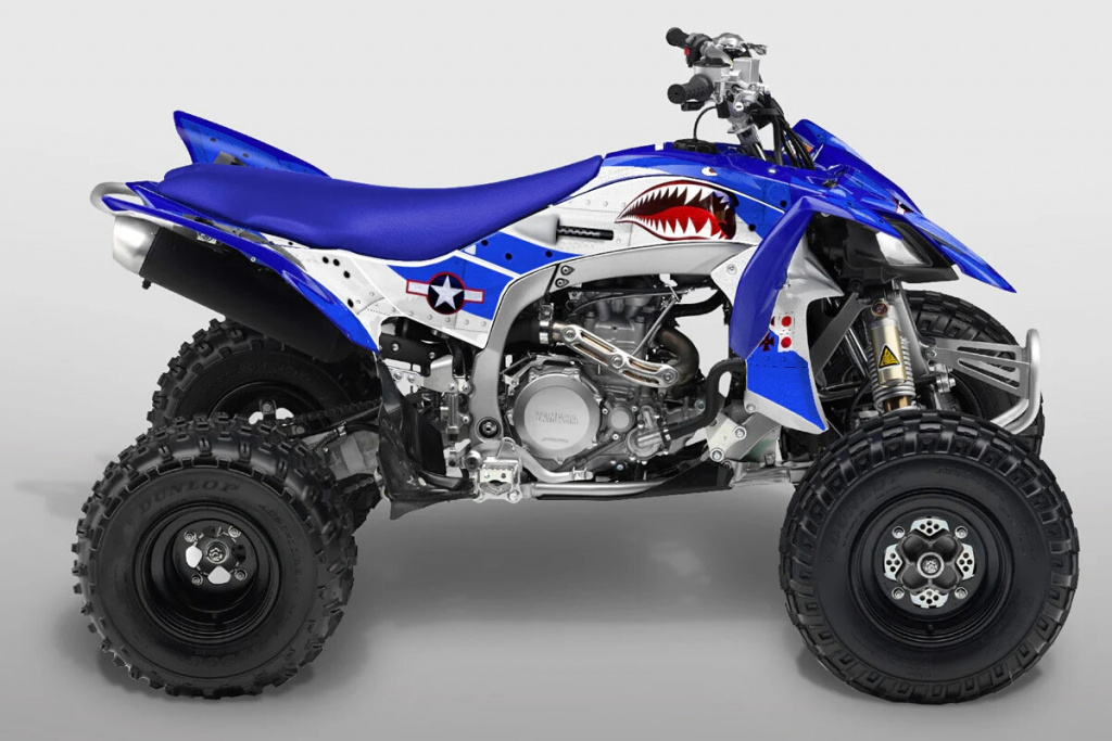 War Machine Hintergrund = Blau, Designfarbe = Weiß für Yamaha YFZ 450R 2009-2013