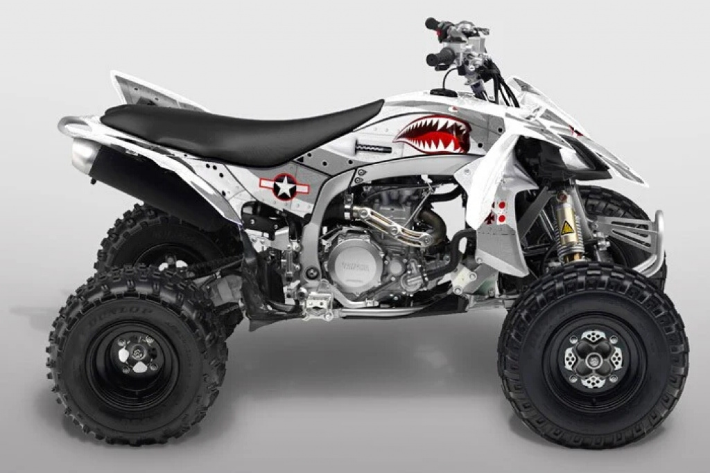 War Machine Hintergrund = Grau, Designfarbe = Weiß für Yamaha YFZ 450R 2009-2013