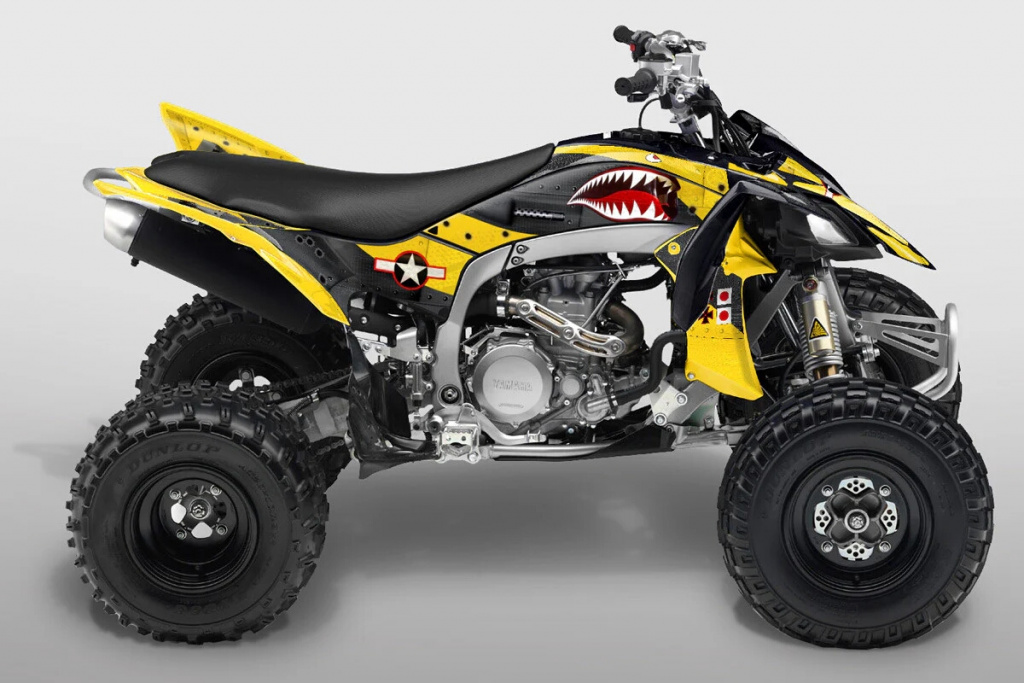 War Machine Hintergrund = Gelb, Designfarbe = Schwarz für Yamaha YFZ 450R 2009-2013
