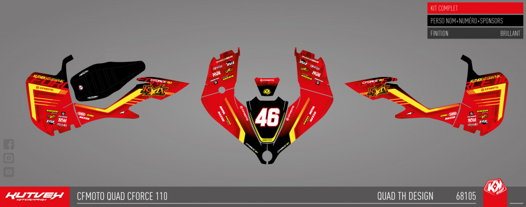 Pattern example for CF-Moto CForce 110 the sponsors logos are not on the Kit