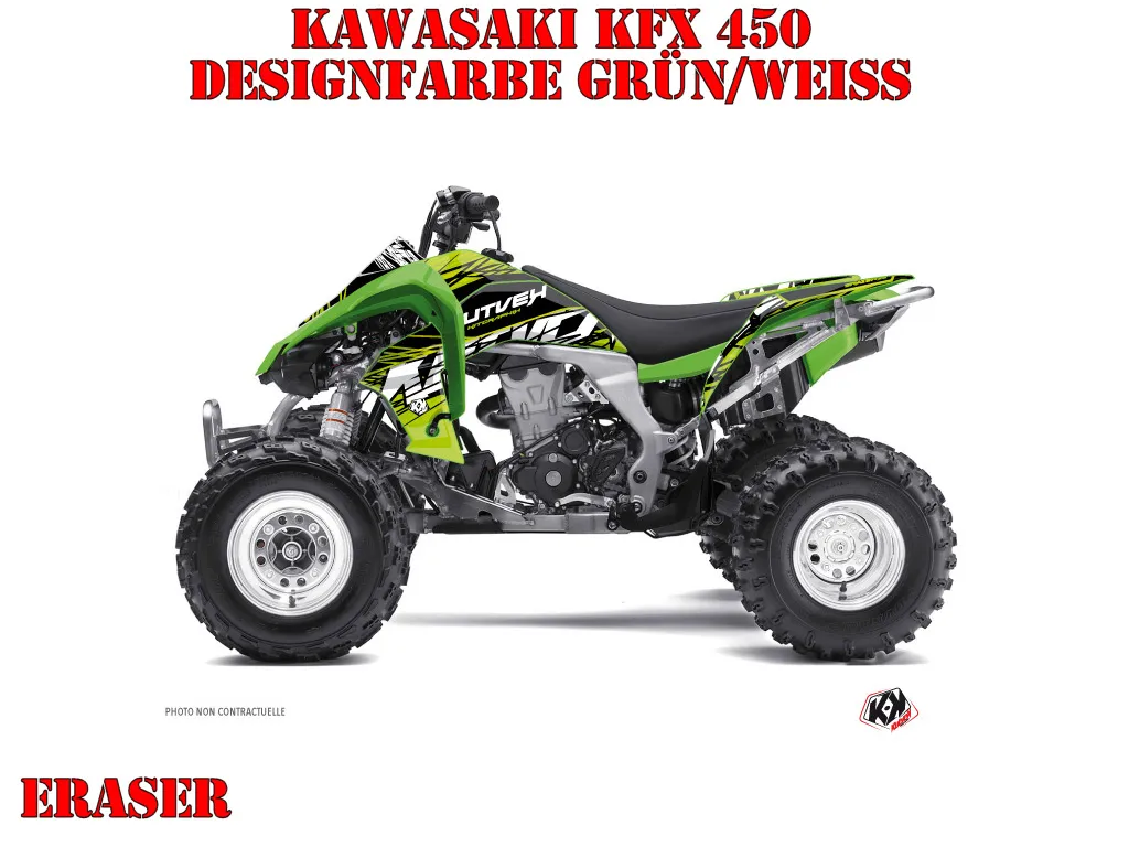 Eraser Grün-Weiß für Kawasaki KFX 450