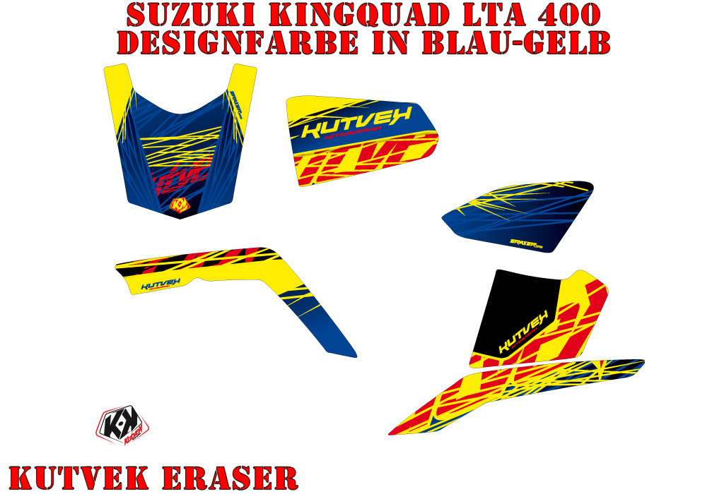 Eraser Blau-Gelb für Suzuki King Quad LT-A 400