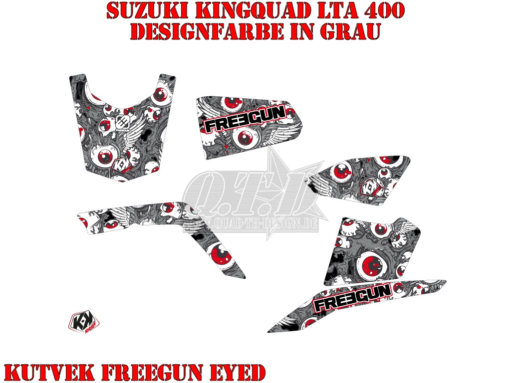 Freegun-Eyed Grau-Rot für Suzuki King Quad LT-A 400