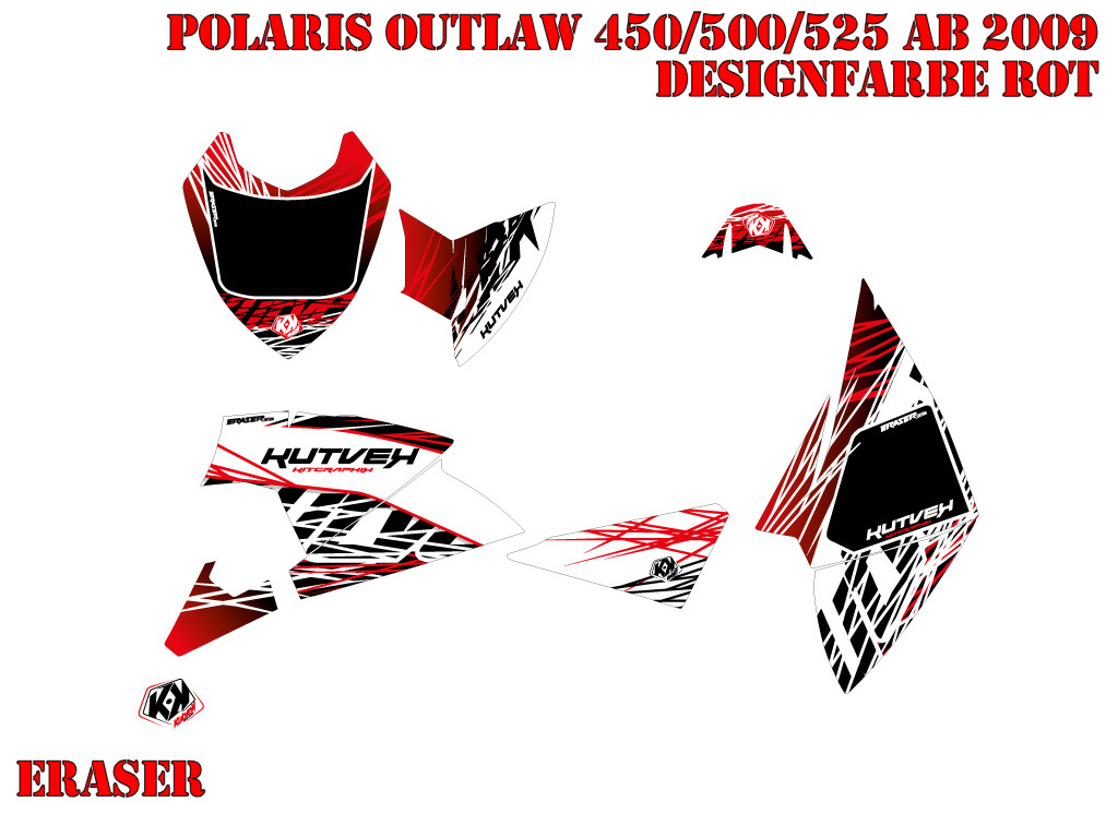 Eraser Red-White for Polaris Outlaw 450/500/525 up 2009+