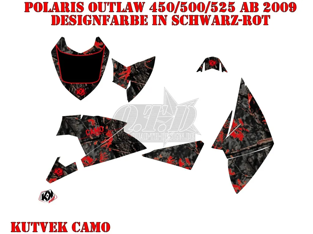 Beispiel Bild für die Farben, Camo Schwarz-Rot für Polaris Outlaw 450/500/525 ab 2009+