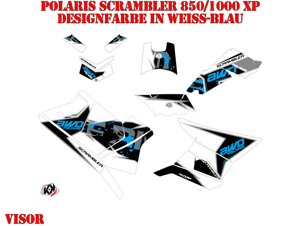 Visor Weiß-Blau Standard Kit für Polaris Scrambler 850/1000 XP 2013-2022