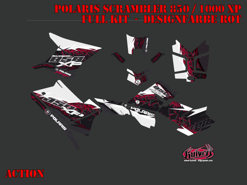 Beispiel Bild für die Farben, Action Red Full Kit for Polaris Scrambler 850/1000 XP 2013-2022