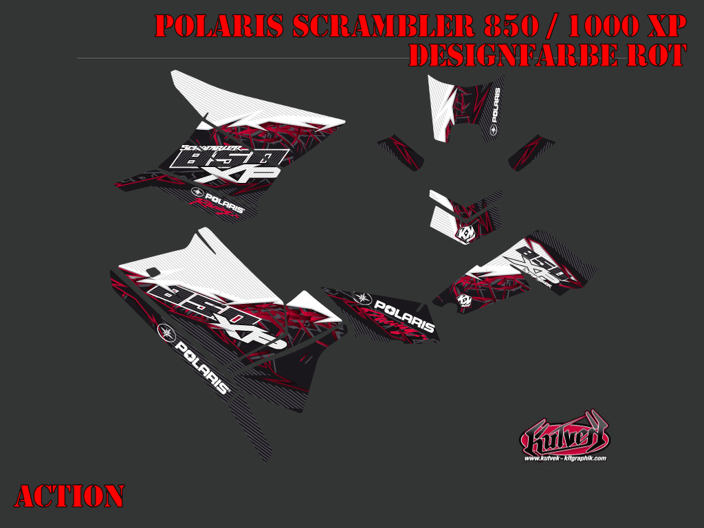 Beispiel Bild für die Farben, Action Red Standard Kit for Polaris Scrambler 850/1000 XP 2013-2022